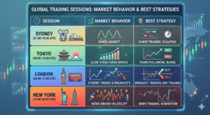 Session Market Behavior Best Strategy Sydney Range market Range trading, scalping Tokyo Slow structured moves Trend following, range London Strong trends and breakouts Breakout trading, day trading New York News-driven volatility News trading, momentum